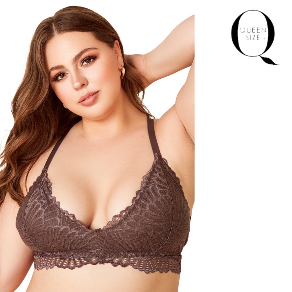 Floral Lace Overlay Bralette (Queen Size)